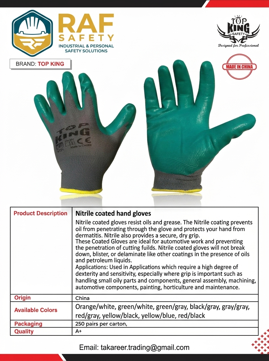 Nitrile coated hand gloves