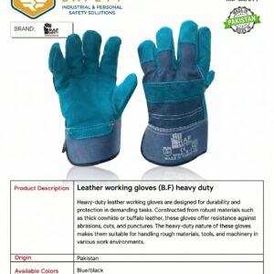 Leather working gloves (B.F) heavy duty