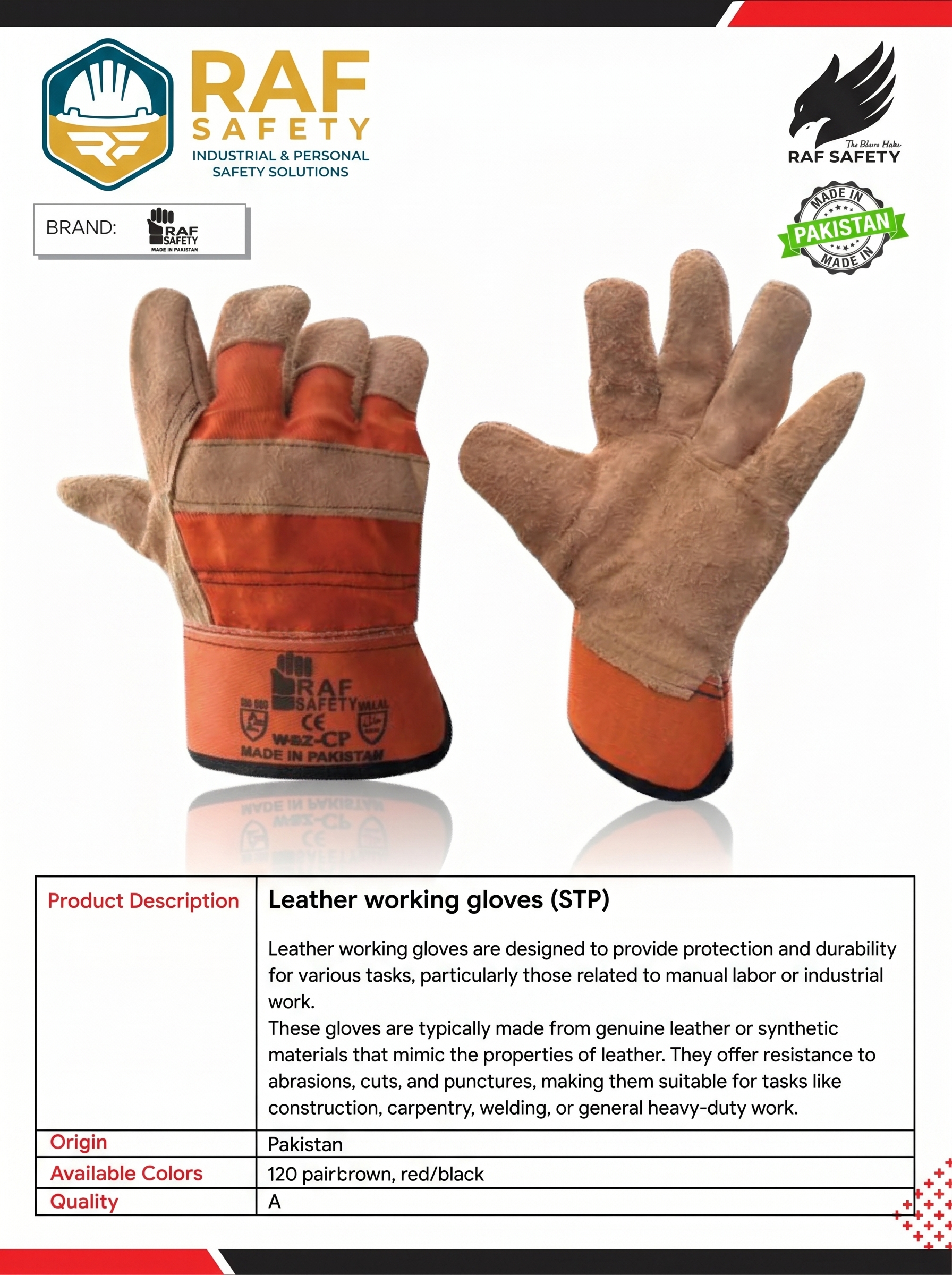 Leather working gloves (STP)