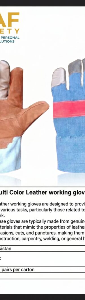 Multi Color Leather working gloves ML - Safety Equipment Saudi Arabia | RAF Safety