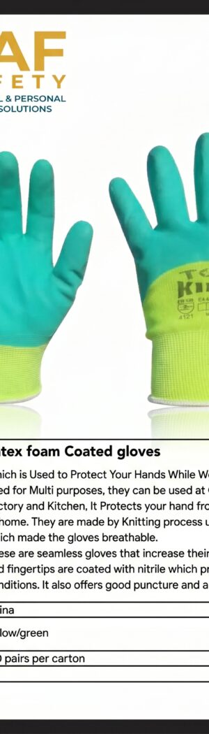 Latex foam Coated gloves - Safety Equipment Saudi Arabia | RAF Safety
