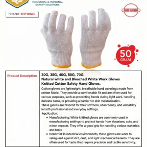 30G, 35G, 40G, 50G, 70G, Natural white and Bleached White Work Gloves  Knitted Cotton Safety Hand Gloves.
