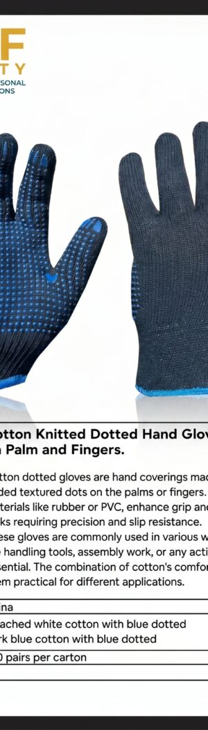 Cotton Knitted Dotted Hand Glove with PVC dots  on Palm and Fingers. - Safety Equipment Saudi Arabia | RAF Safety