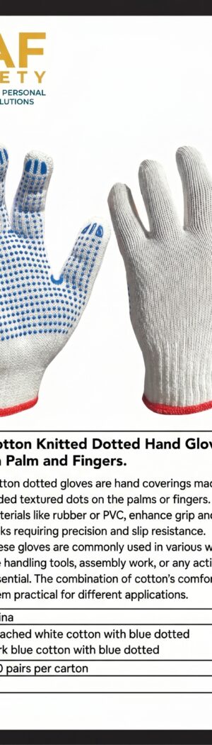 Cotton Knitted Dotted Hand Glove with PVC dots  on Palm and Fingers. - Safety Equipment Saudi Arabia | RAF Safety