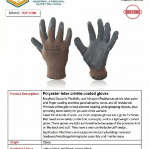 Polyester latex crinkle coated gloves
