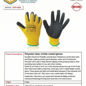 Polyester latex crinkle coated gloves