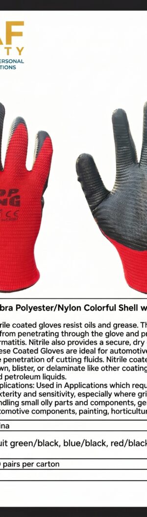 Zebra Polyester/Nylon Colorful Shell with Nitrile Palm Coated - Safety Equipment Saudi Arabia | RAF Safety