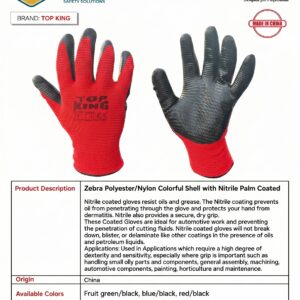 Zebra Polyester/Nylon Colorful Shell with Nitrile Palm Coated