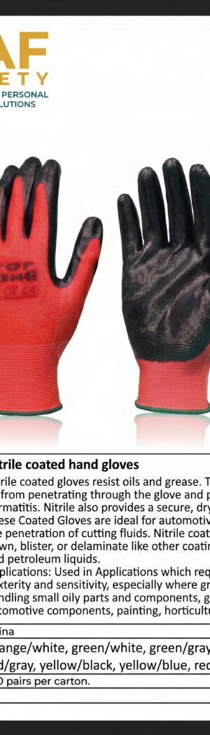 Nitrile coated hand gloves - Safety Equipment Saudi Arabia | RAF Safety