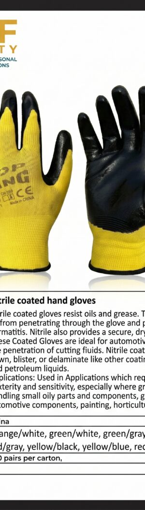 Nitrile coated hand gloves - Safety Equipment Saudi Arabia | RAF Safety