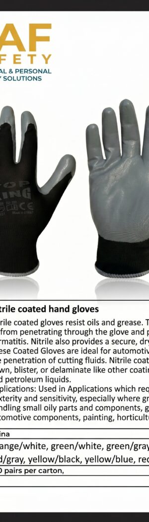 Nitrile coated hand gloves - Safety Equipment Saudi Arabia | RAF Safety