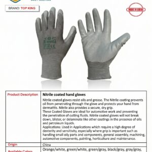 Nitrile coated hand gloves