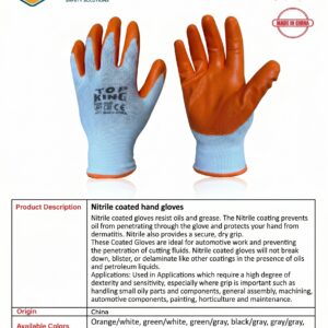 Nitrile coated hand gloves
