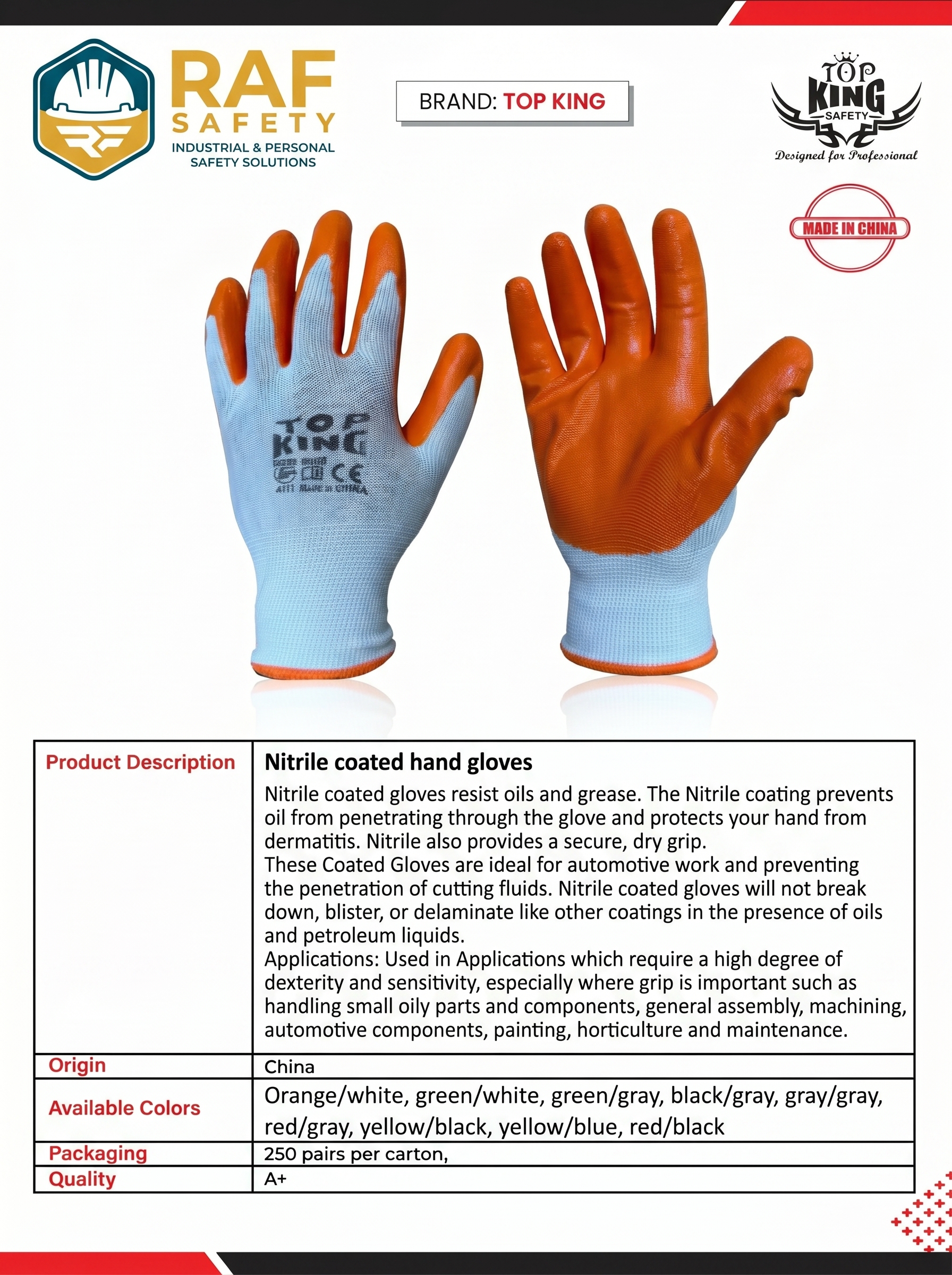 Nitrile coated hand gloves