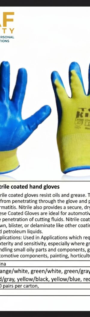 Nitrile coated hand gloves - Safety Equipment Saudi Arabia | RAF Safety