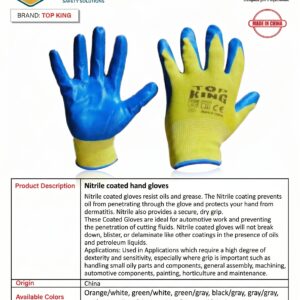 Nitrile coated hand gloves