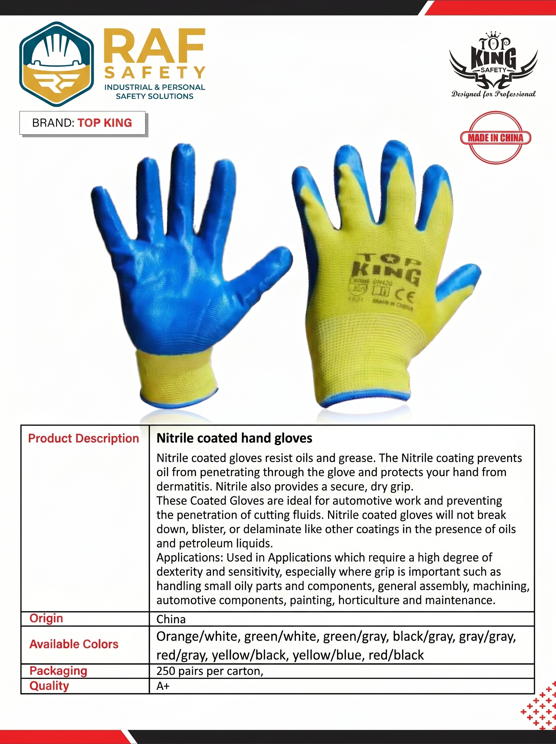Nitrile coated hand gloves