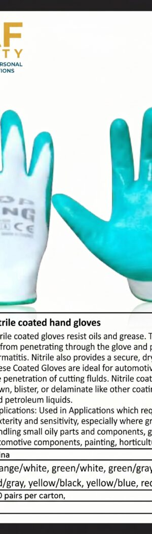 Nitrile coated hand gloves - Safety Equipment Saudi Arabia | RAF Safety