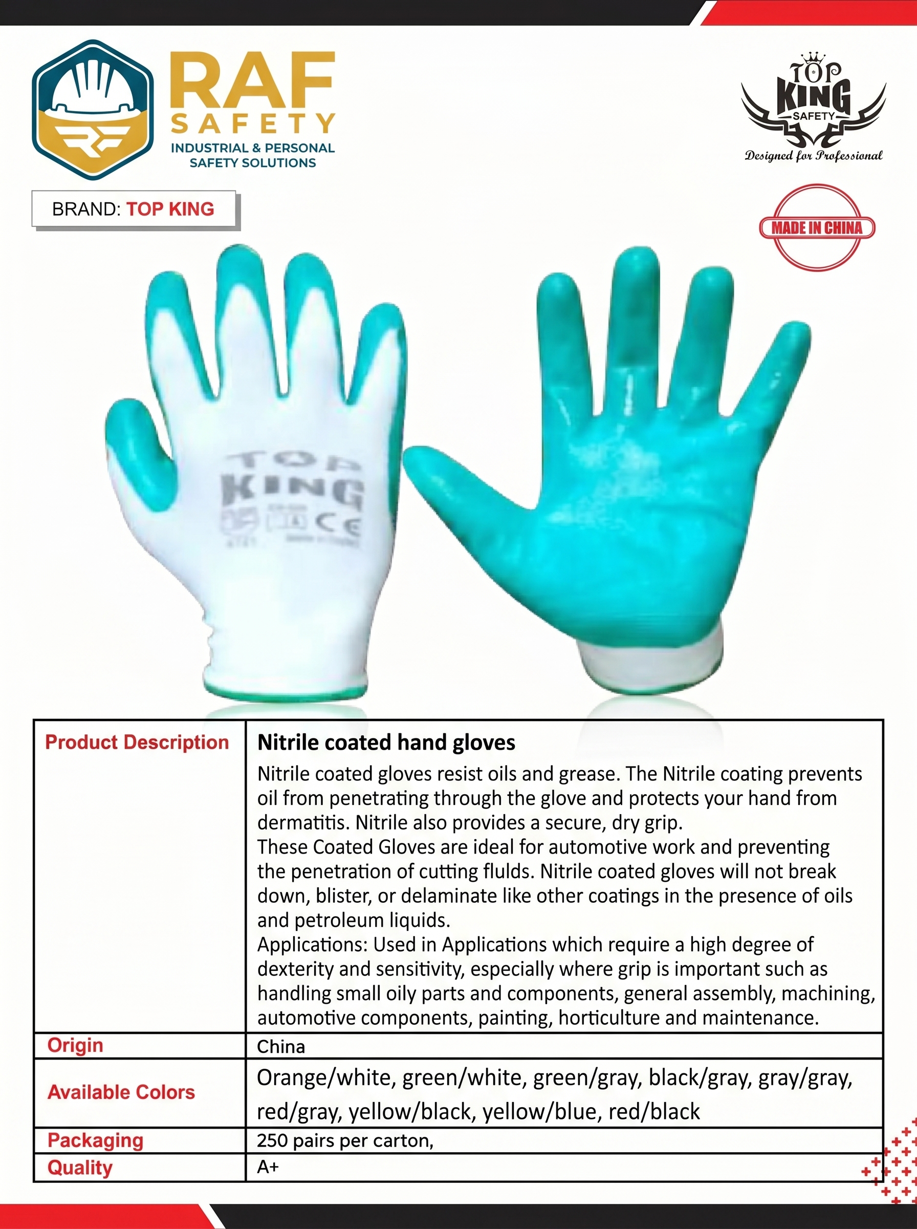 Nitrile coated hand gloves