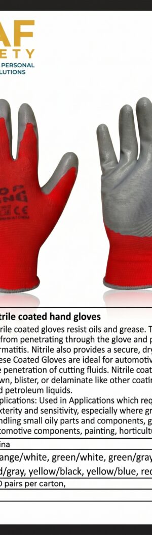 Nitrile coated hand gloves - Safety Equipment Saudi Arabia | RAF Safety