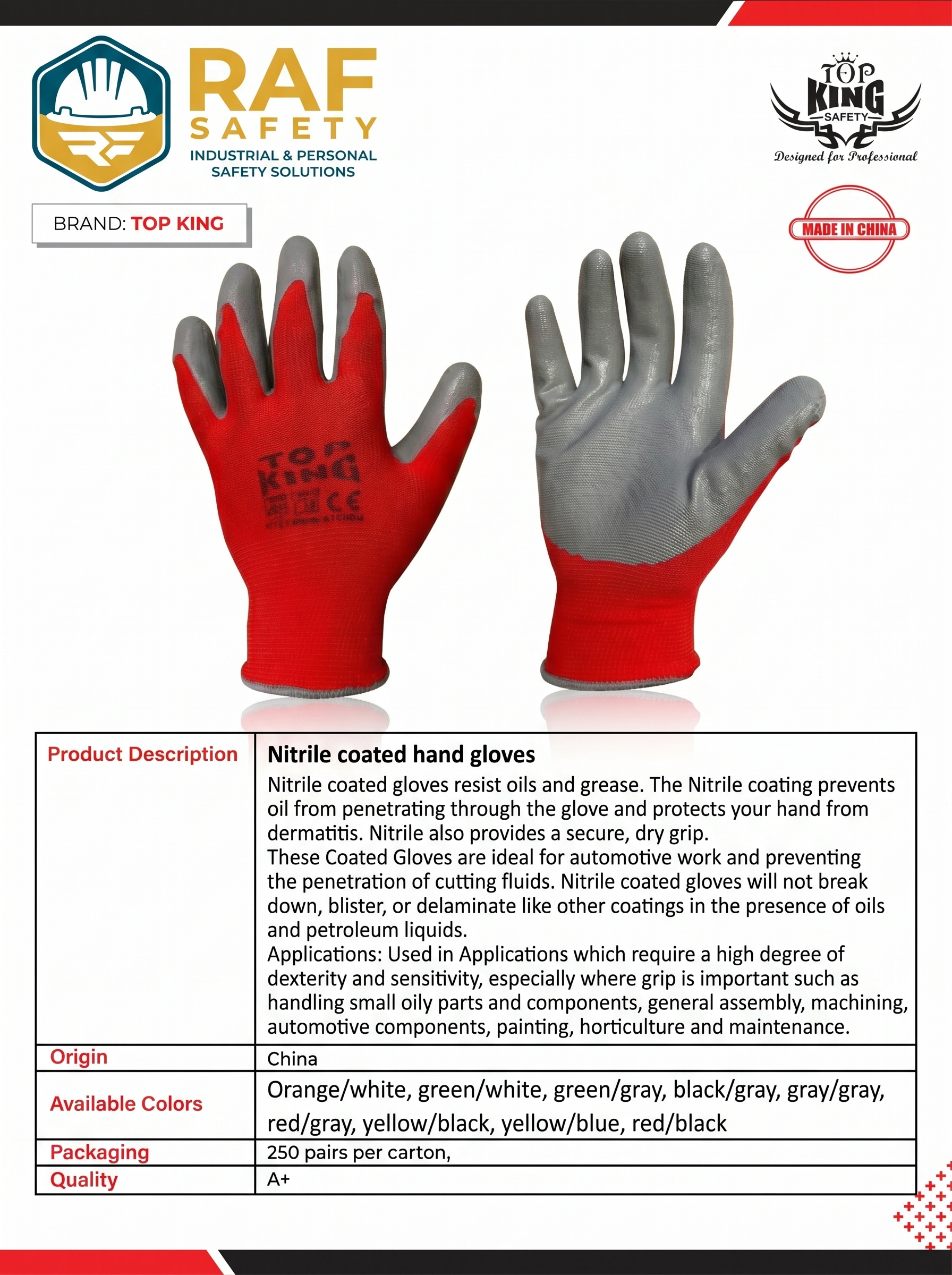 Nitrile coated hand gloves
