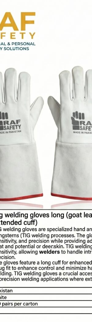 Tig welding gloves long (goat leather heavy duty) - Safety Equipment Saudi Arabia | RAF Safety