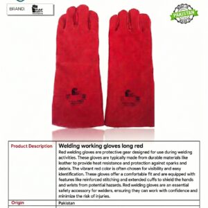 Welding working gloves long red