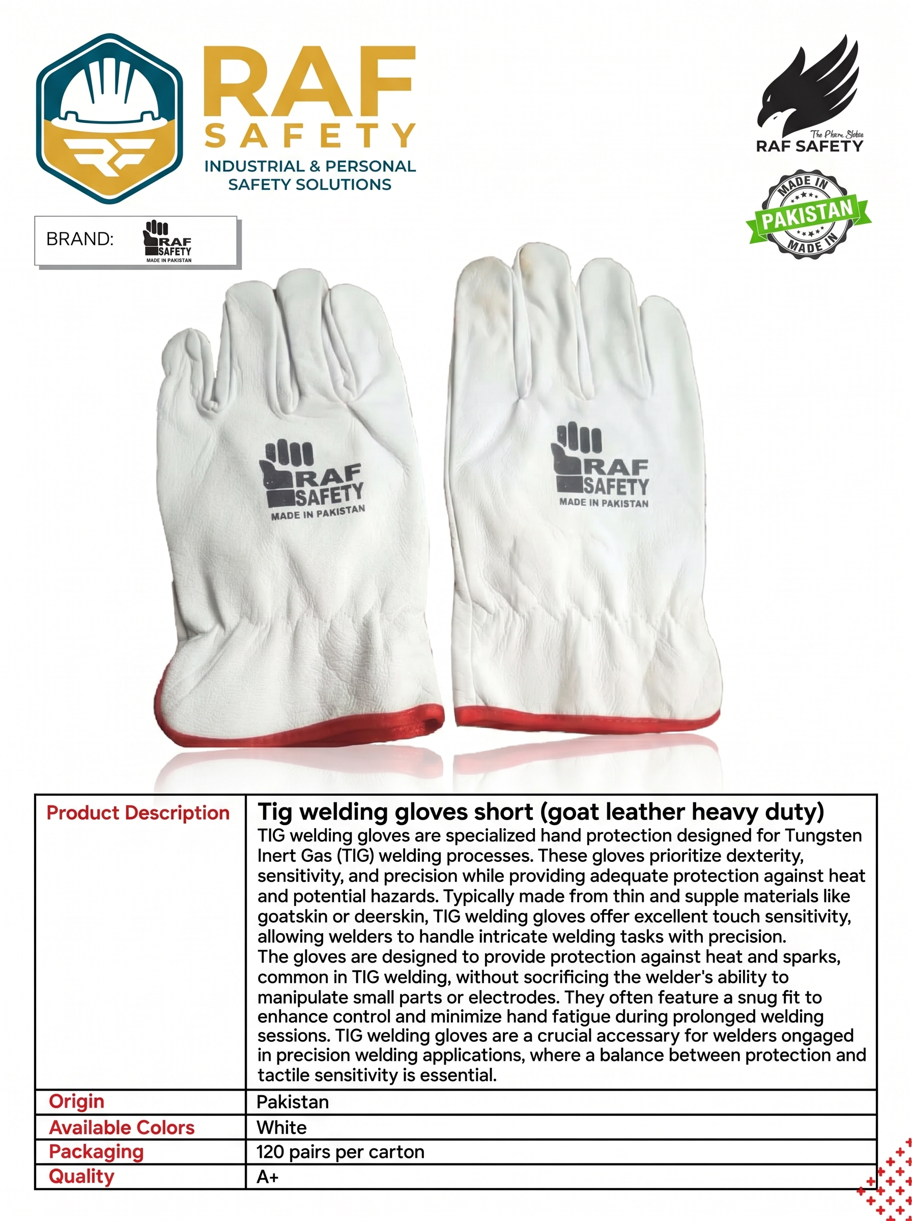 Tig welding gloves short (goat leather heavy duty)