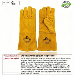 Welding working gloves long yellow