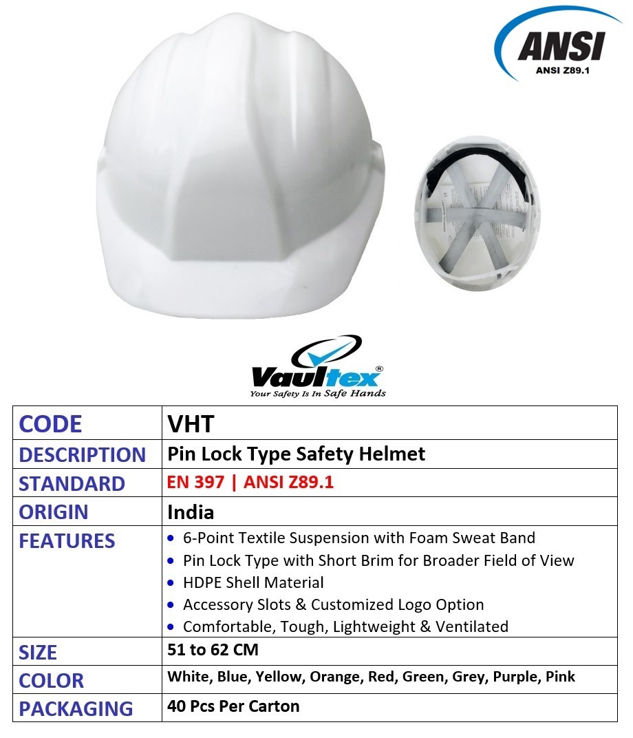 VHT — Pin Lock Type Safety Helmet - Safety Equipment Saudi Arabia | RAF Safety