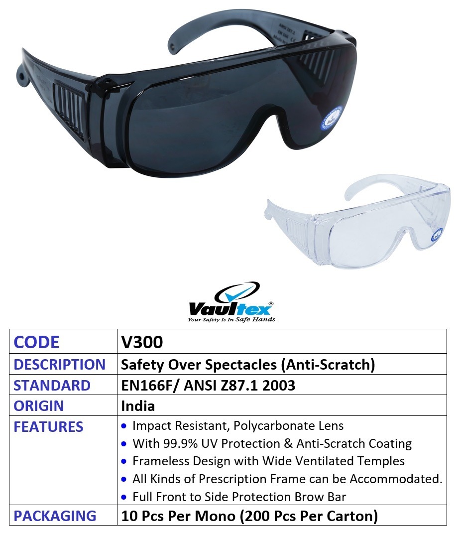 . V300 — Safety Over Spectacles (Anti-Scratch) - Safety Equipment Saudi Arabia | RAF Safety