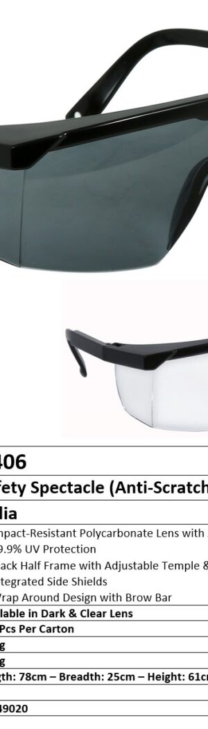 V406 — Safety Spectacle (Anti-Scratch) - Safety Equipment Saudi Arabia | RAF Safety