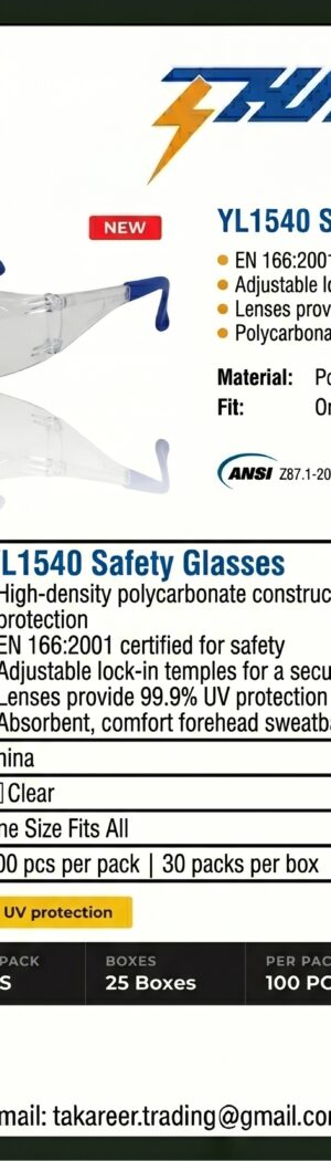 YL1540 Safety Glasses - Safety Equipment Saudi Arabia | RAF Safety