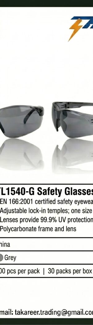 YL1540-G Safety Glasses - Safety Equipment Saudi Arabia | RAF Safety