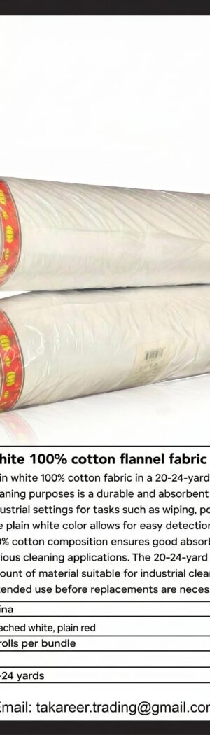 . White 100% Cotton Flannel Fabric Roll - Safety Equipment Saudi Arabia | RAF Safety