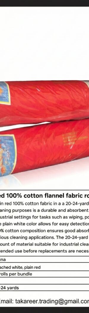 Red 100% Cotton Flannel Fabric Roll - Safety Equipment Saudi Arabia | RAF Safety