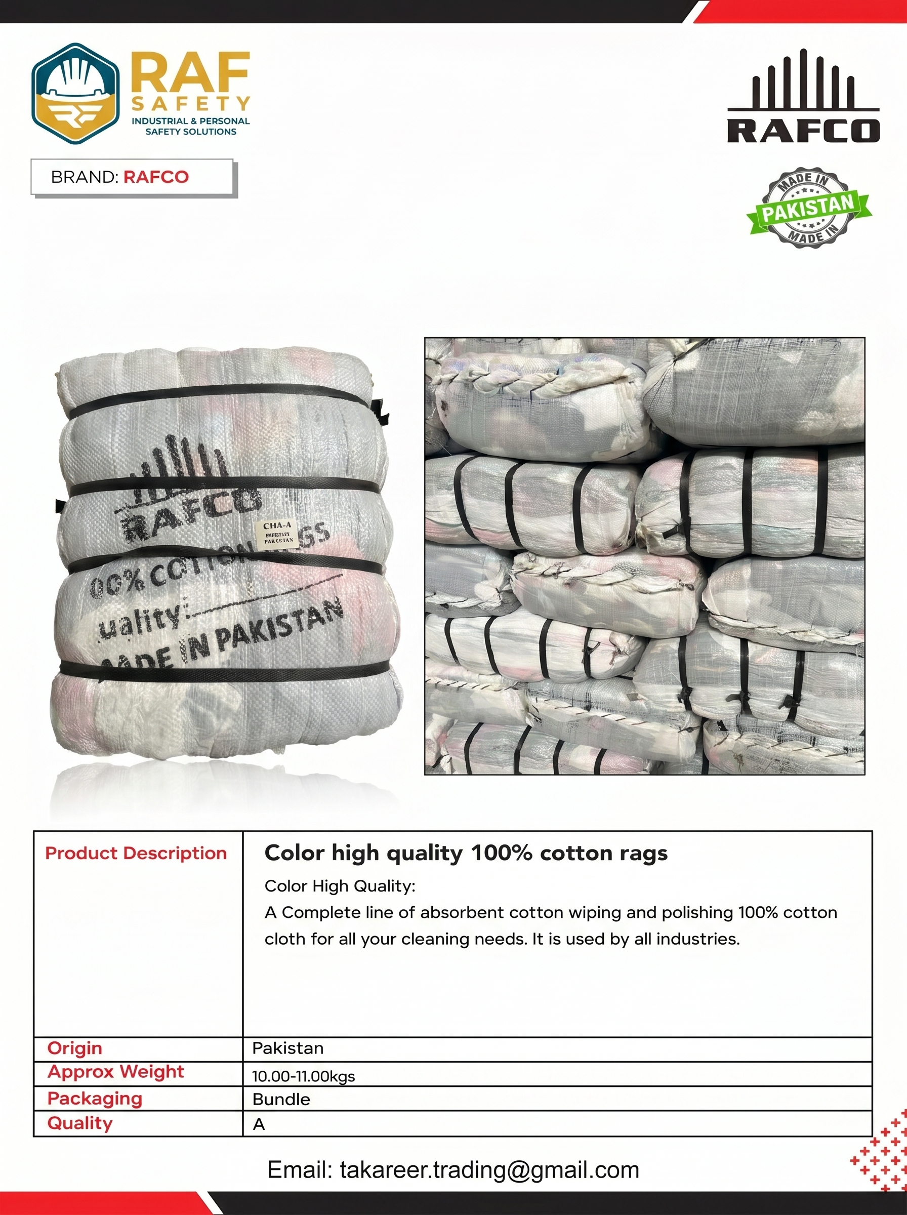 Color High Quality 100% Cotton Rags (A) - Safety Equipment Saudi Arabia | RAF Safety