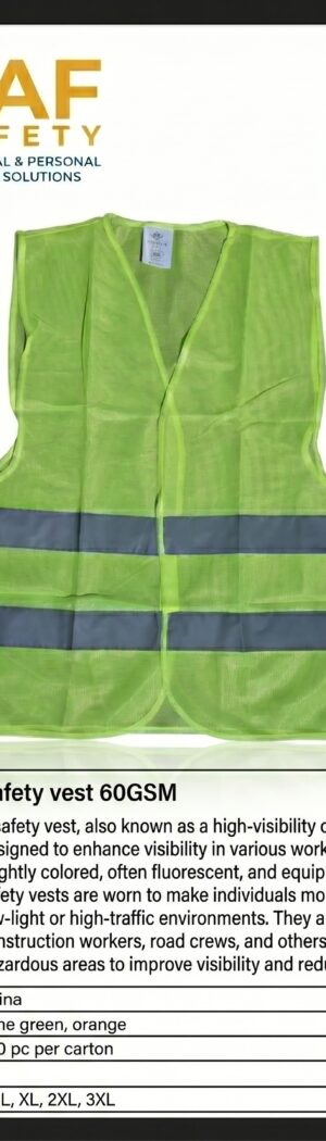 Safety Vest 60GSM (Lime Green) - Safety Equipment Saudi Arabia | RAF Safety