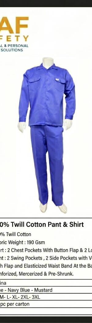 100% Twill Cotton Pant & Shirt — Blue (King's Wear) - Safety Equipment Saudi Arabia | RAF Safety