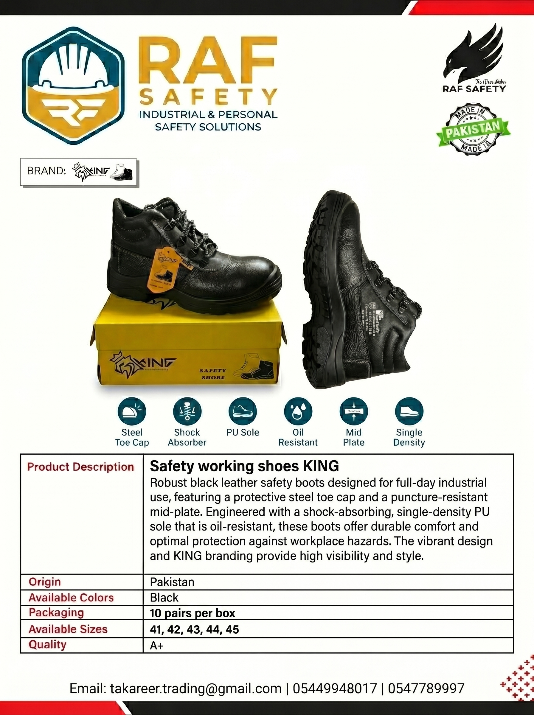 Safety Working Shoes KING - Safety Equipment Saudi Arabia | RAF Safety